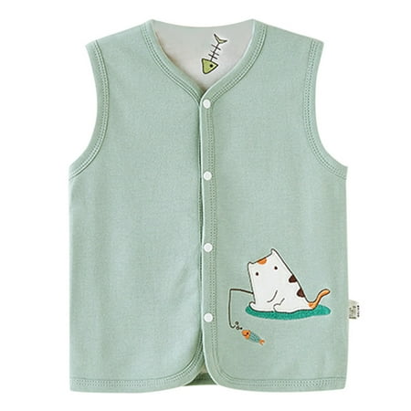 

Aompmsdx Toddler Baby Boys Girls Winter Sleeveless Cartoon Coat Outwear Warm Coat Vest Jacket Cow Sheep Cat Rabbit Double Sided Wearingoveralls