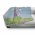 thumbnail image 3 of Fairy Tale Soft Flannel Fleece Throw Blanket, Rainbow Stripe Radiating Between Clouds and Princess Castle Under a Clear Sky, Cozy Plush for Indoor and Outdoor Use, 50" x 70", Multicolor, by Ambesonne, 3 of 6