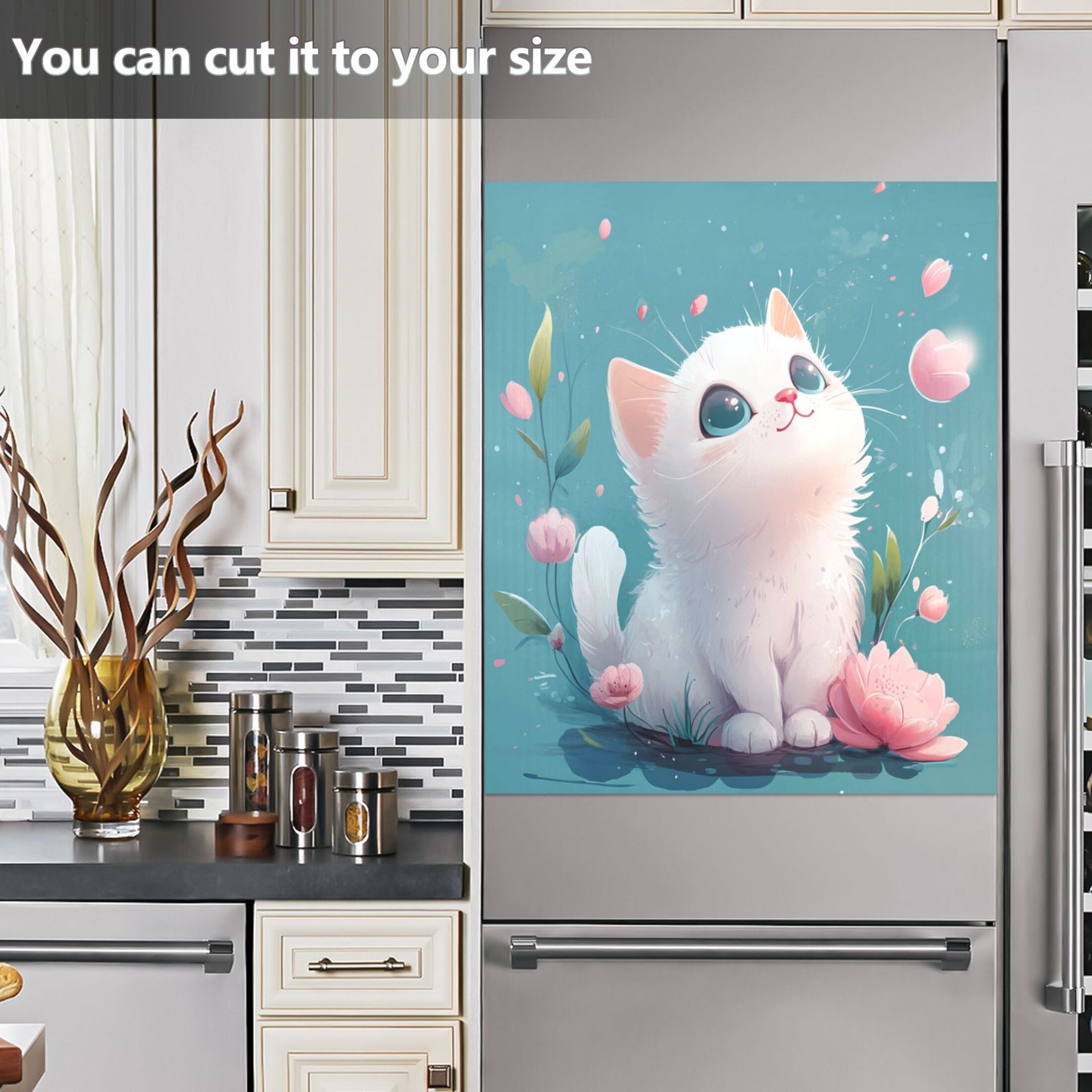 Dishwasher Magnetic Sticker 23x26 Inch Refrigerator Magnetic Sticker Washing Machine Magnetic Sticker Kitchen Panel Magnetic Sticker Home Decor Super Cute Big Eyed Cat