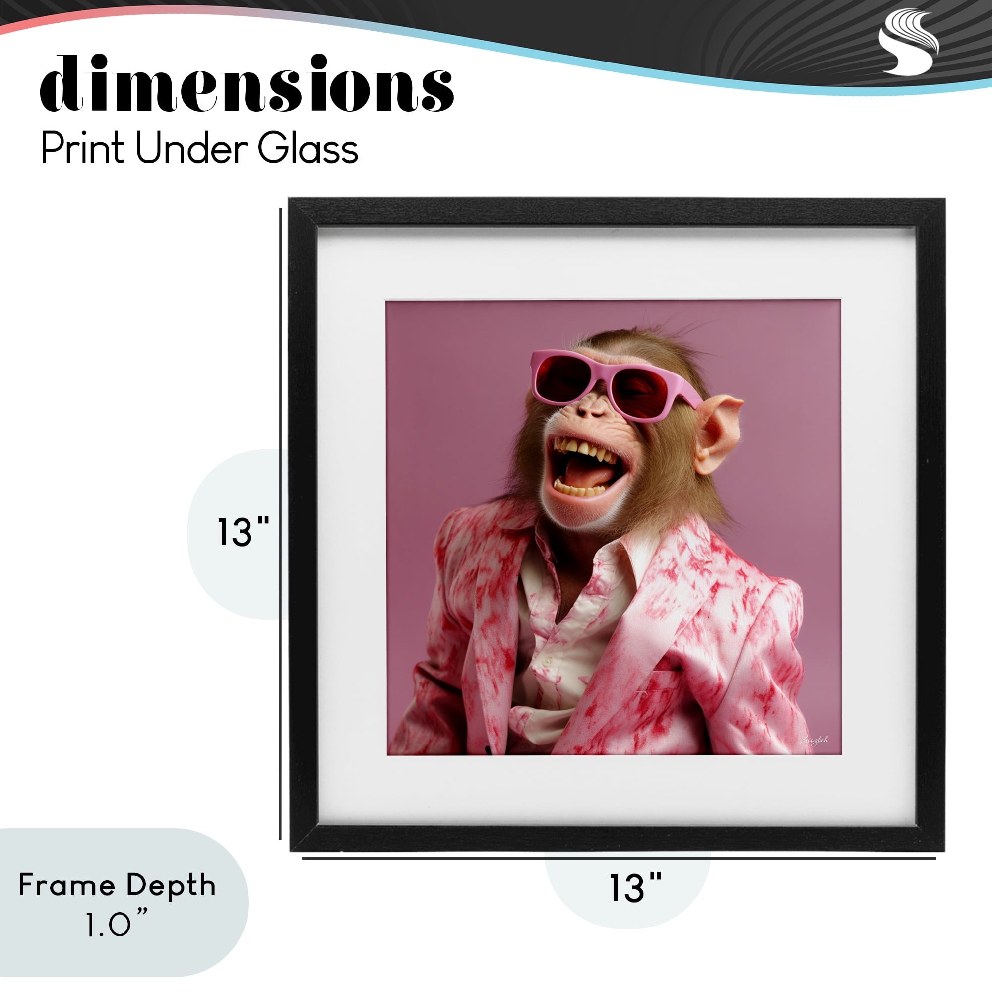 Stupell Industries Hipster Monkey in Suit Black Framed Print Under Glass, design by Roozbeh
