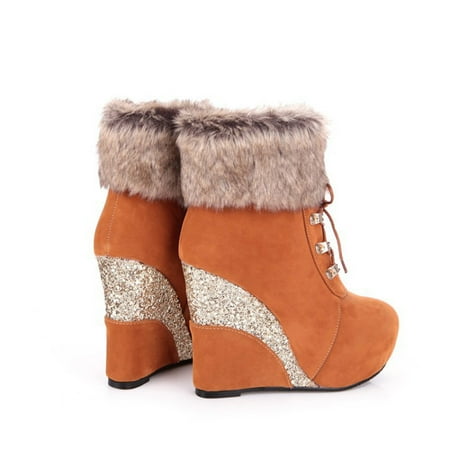 

Qepwscx Super Highheeled Wedgeheel Sequined Boots For Ladies