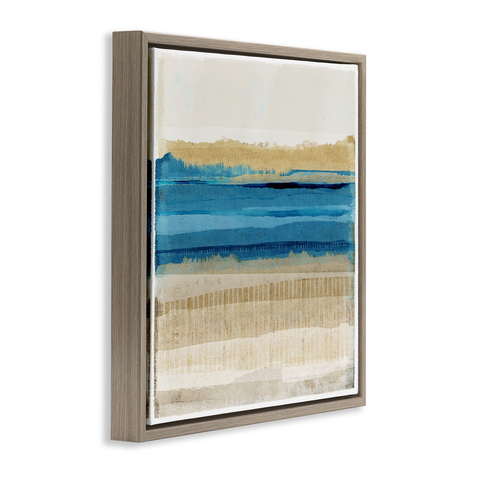 Stupell Industries Blue Daze Abstraction Abstract Painting Brown Floater Framed Canvas Art Print Wall Art, 18 x 18