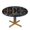 thumbnail image 3 of Orinice City Skyline at Night Round Table Cover Stain Resistant Washable Indoor Outdoor Tablecloth Kitchen Dining Wedding Parties Full Width Single-Sided Printing 100% Polyester Fiber 38-42, 3 of 8