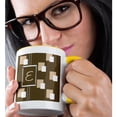thumbnail image 2 of 3drose, Elegant Geometric Earth Tone Squares Pattern Monogram Letter E, 15oz Two-tone Yellow Mug, 2 of 6