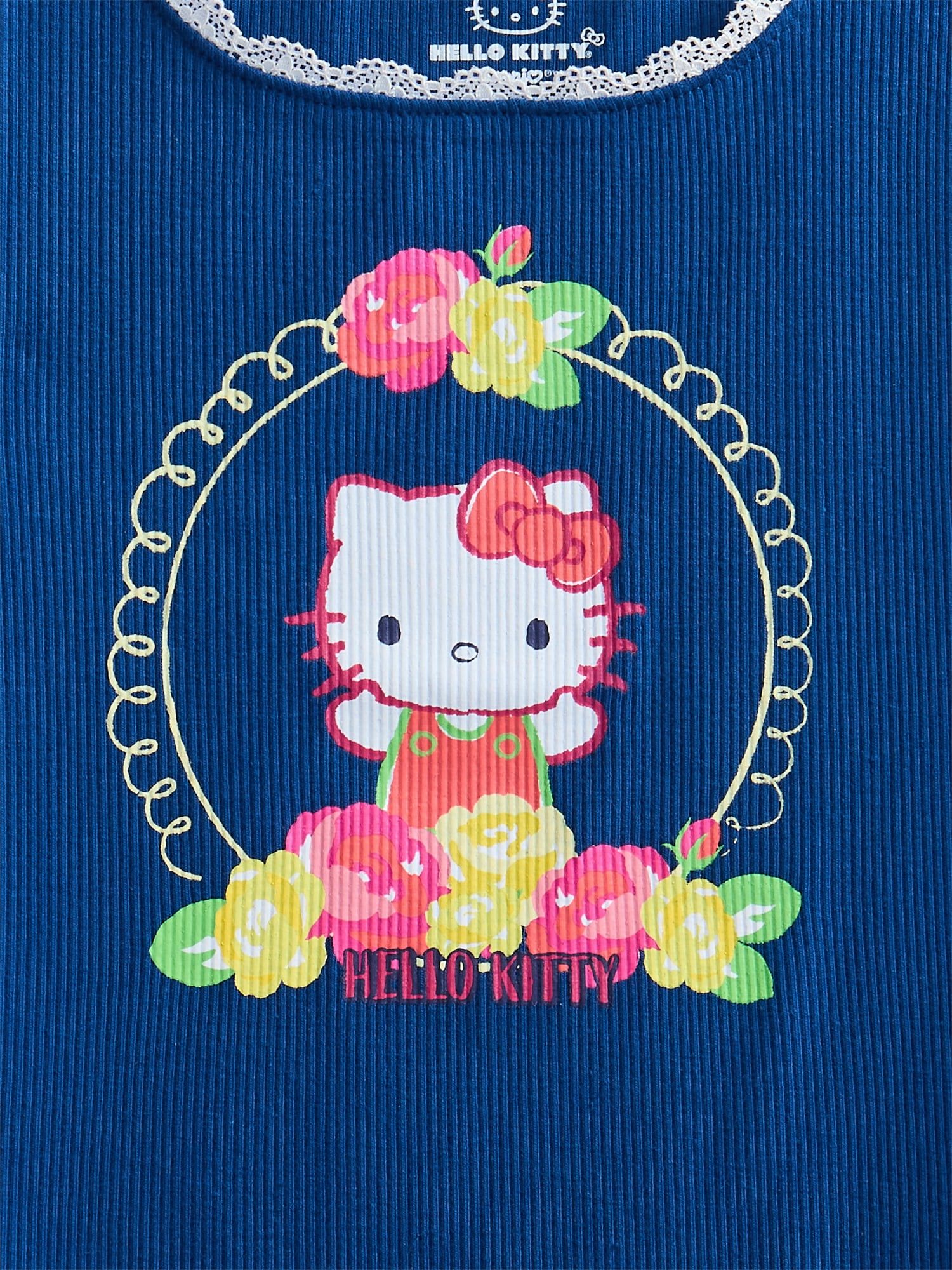 Hello Kitty Girls Purl Edge Graphic Tee with Short Sleeves, Sizes 4-16