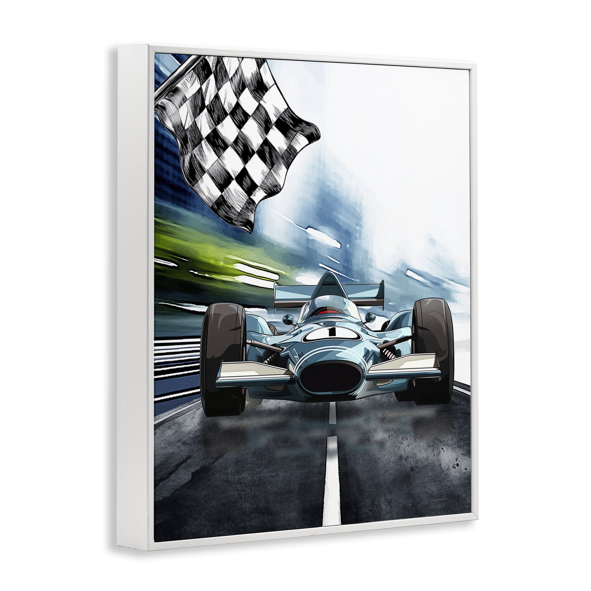 Stupell Industries Racecar Set Go White Framed Giclee Art, design by Christine Simpson Art