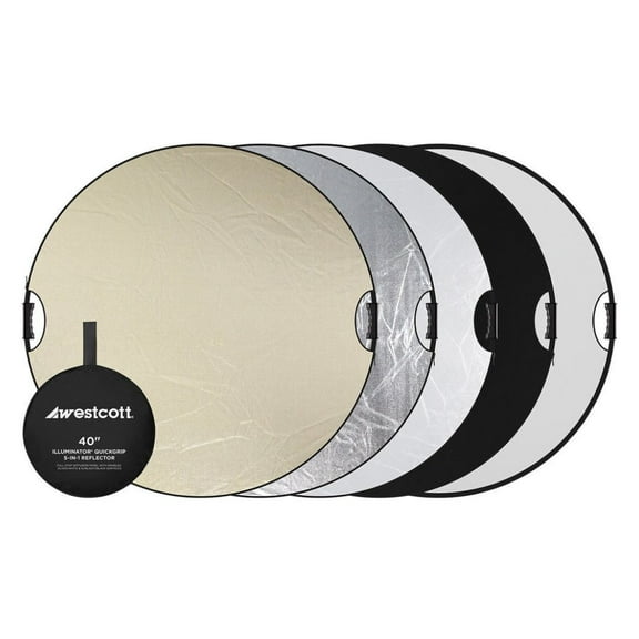 Westcott Illuminator 40-Inch 5-In-1 Reflector with QuickGrip Handles and Durable Steel Frame for Versatile Light Control