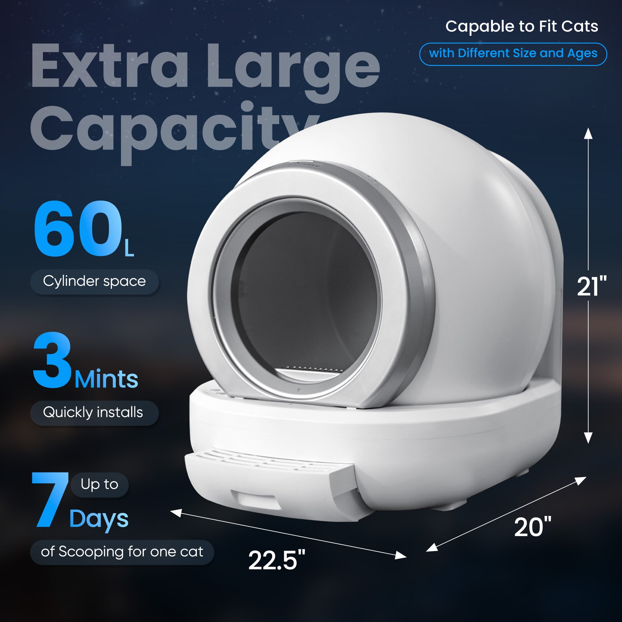 Furmax Automatic Self Cleaning Cat Litter Box with App Control Support WiFi, Intelligent Radar Smart Auto Litter Box with Liner and Plastic Pad