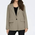thumbnail image 5 of WTOBBY Women's Tailored Lapel Casual Jacket Blouse Top, Long Sleeve Slim Fit Cardigan Coat for Business Wear, Elegant and Professional Outerwear with Button Closure,Beige L, 5 of 5