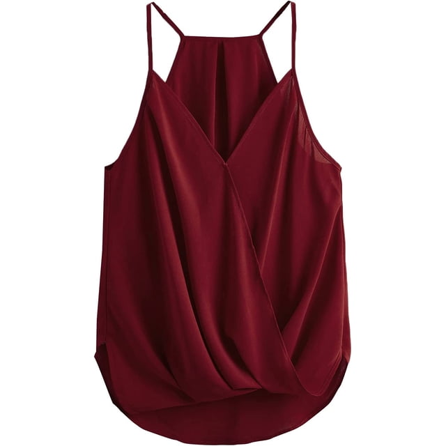 playera sin mangas con tirantes delgados para mujer borgoña (Plain Burgundy) M borgoña (Plain Burgundy) M Xishao ropa
