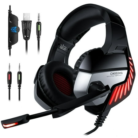 PS4 Xbox One Gaming Headset, OMIKUMA K5 Pro Over-Ear Gaming Headphones with Mic, Stereo Bass Surround, LED Lights and Volume Control for Laptap, PC, Mac, and (Best 7.1 Gaming Headphones)