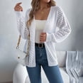 thumbnail image 4 of Ediodpoh Cardigan for Women Winter Long Sleeve V Neck Crochet Kimonos Loose Open Front Hollow Out Cover Ups White_002 L, 4 of 6