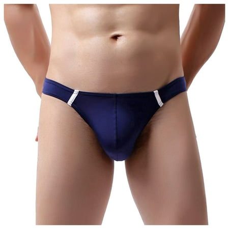 

Pxiakgy intimates for women Men s Fashion Thong T Pants Ice Silk Underwear Underpants Navy Blue + XL