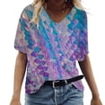 thumbnail image 2 of KIHOUT Woemns Shirts Blouse Ladies Fashion Casual Plus Size Scenic Flowers Printing V-Neck T-Shirt Tops, Size S-5XL, 2 of 5