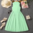 thumbnail image 6 of EnJoCho Girls Sleeveless Slim Fit Dress with Stand Collar, Temperament Pleated Patchwork Summer Dress Skirt for Casual Children’s Wear, 6 of 7