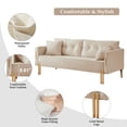 thumbnail image 4 of TUANLUO 70"L Living Room Velvet Sofa, Couches and Sofaes, Mid-Century Velvet Upholstered Sofa with 2 Pillows and Gold Metal Legs, Sofa Furniture for Living Room Apartment Office, Beige, 4 of 10