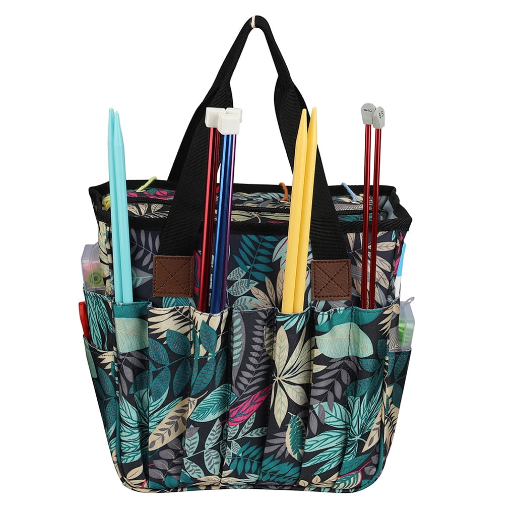 ZUARFY Portable Knitting Bag DIY Yarn Storage Organizer Crochet Hook Needles Knitting Tote Basket for Yarn Balls Sewing Supply