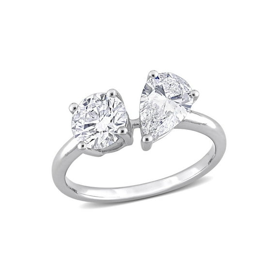 2.00 Carat (Ctw VS1-VS2, G-H) Lab-Grown Diamond Two Stone Engagement Ring in 14k White Gold for Women