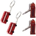 thumbnail image 1 of 4pcs Keychain Double Decker Bus Phone Booth Design Souvenir Keyring Travel Souvenirs, 1 of 5