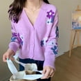 thumbnail image 1 of Abrigo Cárdigan de dibujos animados de algodón Casual mujer suéter de manga larga elegante traje de vacaciones Ygjytge Morado Talla Única para Mujer, 1 of 6