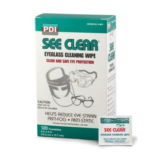 See Clear Eye Glass Cleaning Wipes, Eyeglass Wipes, PDI D25431 - 120 Count Box
