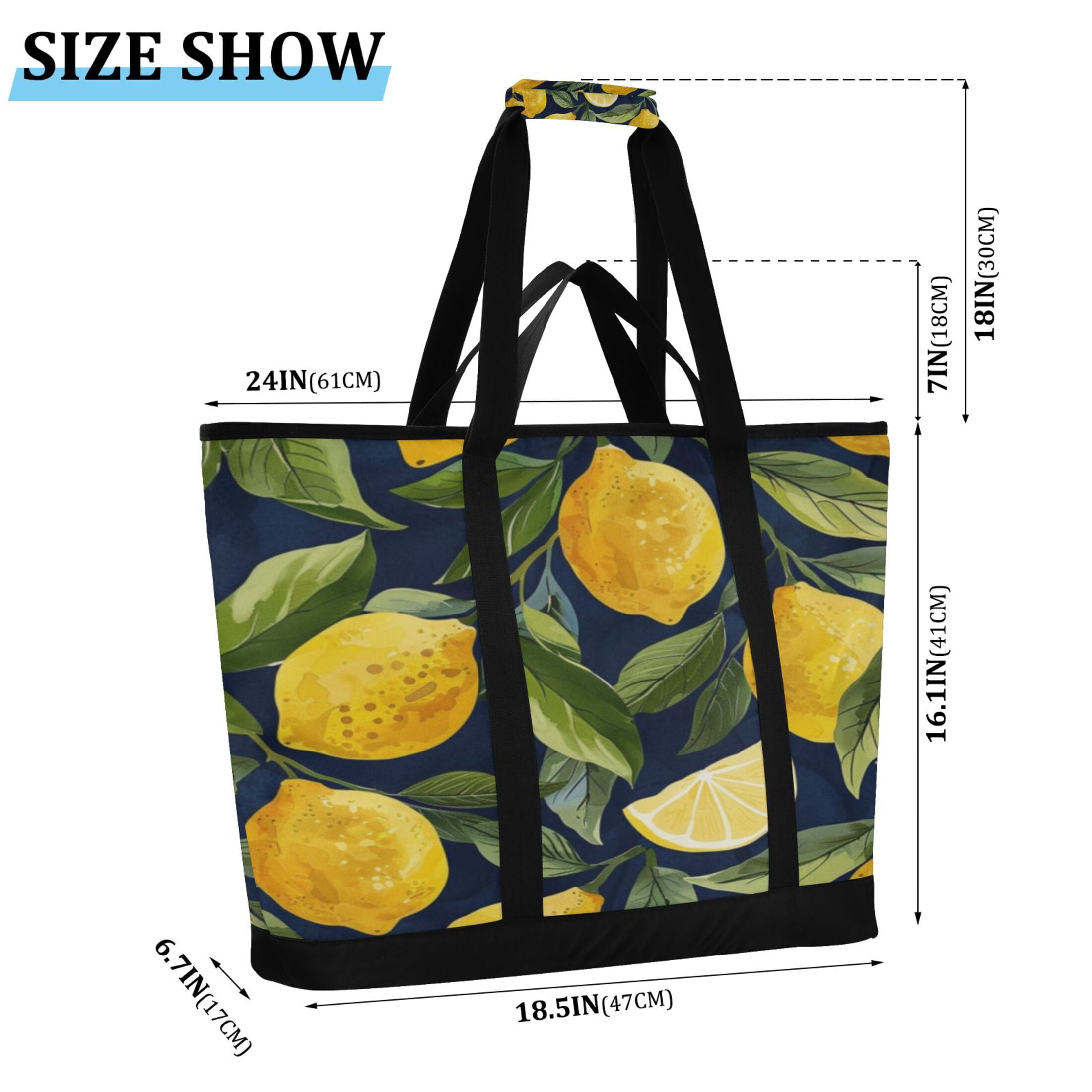Large Hand-held Ice Pack Picnic Bag Insulation and Refrigeration Suitable for Shopping Picnics and Camping Cartoon Yellow Lemon
