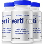 (3 Pack) Vertifree Capsules for Vertigo- Advanced Ear Support, Natural Formula to Promote Inner Ear Health, Tinnitus Supplement for Ringing, Official Auditory Pills, Verti Free (180 Capsules)