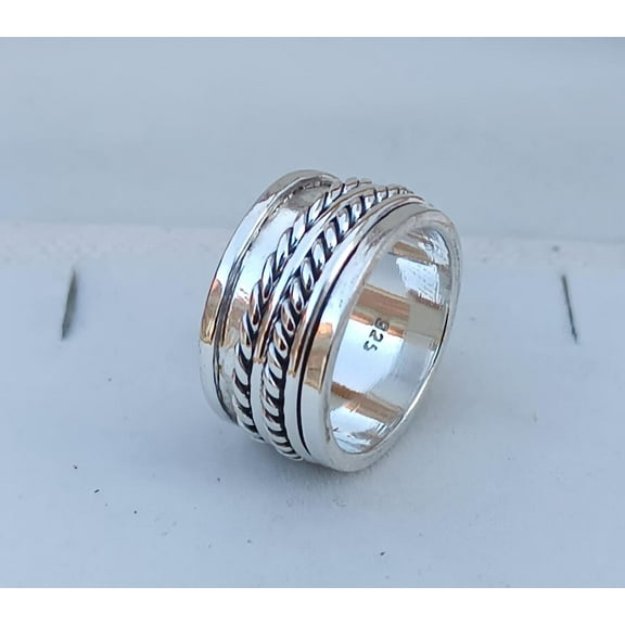 SS DESIGNS Anxiety Ring 925 Sterling Silver Ring, Band Handmade Band Ring, Mediation Ring Men Ring Silver Band, Fidget Ring, Dainty Ring, Gift For Her