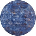 thumbnail image 1 of Ahgly Company Indoor Round Mid-Century Modern Blue Oriental Area Rugs, 3' Round, 1 of 6