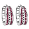 thumbnail image 4 of Dazzlingrock Collection Round Two Lines Ruby in Between Rope Huggie Hoop Earrings for Women (Color Red, Clarity Highly Included) in 925 Sterling Silver, 4 of 6