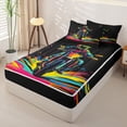 thumbnail image 2 of Castle Fairy Neon Dirt Bike Rider Zipper Full Size Comforter Sets with Fitted Sheet and 2 Pillowcases for Boys,Multicolor Splash Print Zipper Bedding Set,Black Pink Yellow,4pcs,Grey Reversible, 2 of 6