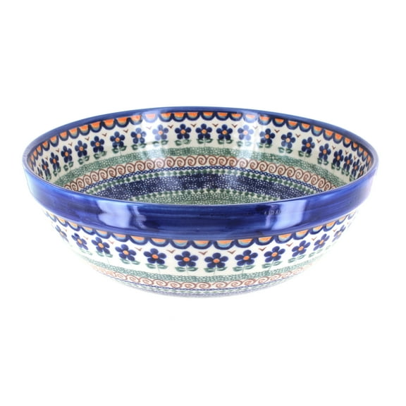 Blue Rose Polish Pottery Aztec Flower Medium Serving Bowl