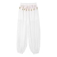 thumbnail image 6 of TiaoBug Womens Belly Dance Pants Side Split Sequins Yoga Bloomers Pants Hippie Jogger Trousers White One Size, 6 of 7