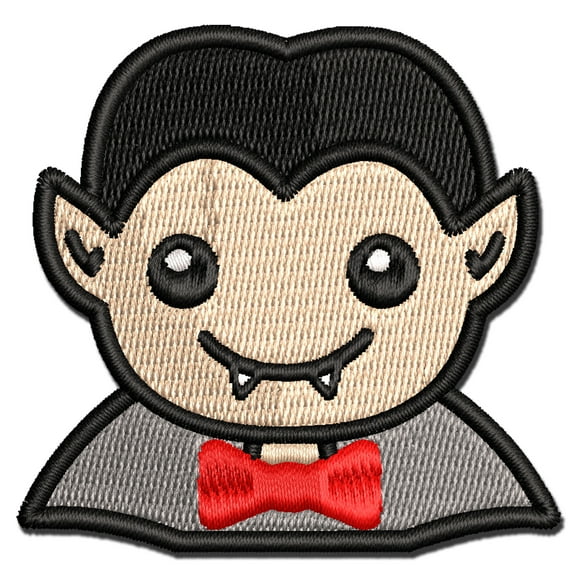 Peeking Dracula Halloween Applique Multi-Color Embroidered Iron-On Patch - 2.5 Inch Small