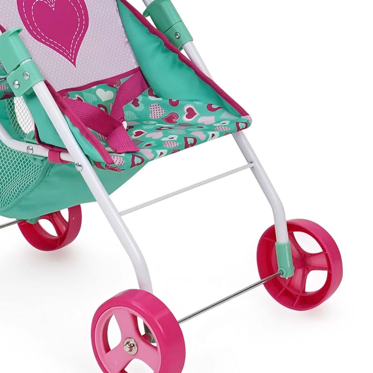 509 Crew Mint Heart Twin Tandem Doll Stroller, Hot Pink & Green photo 8