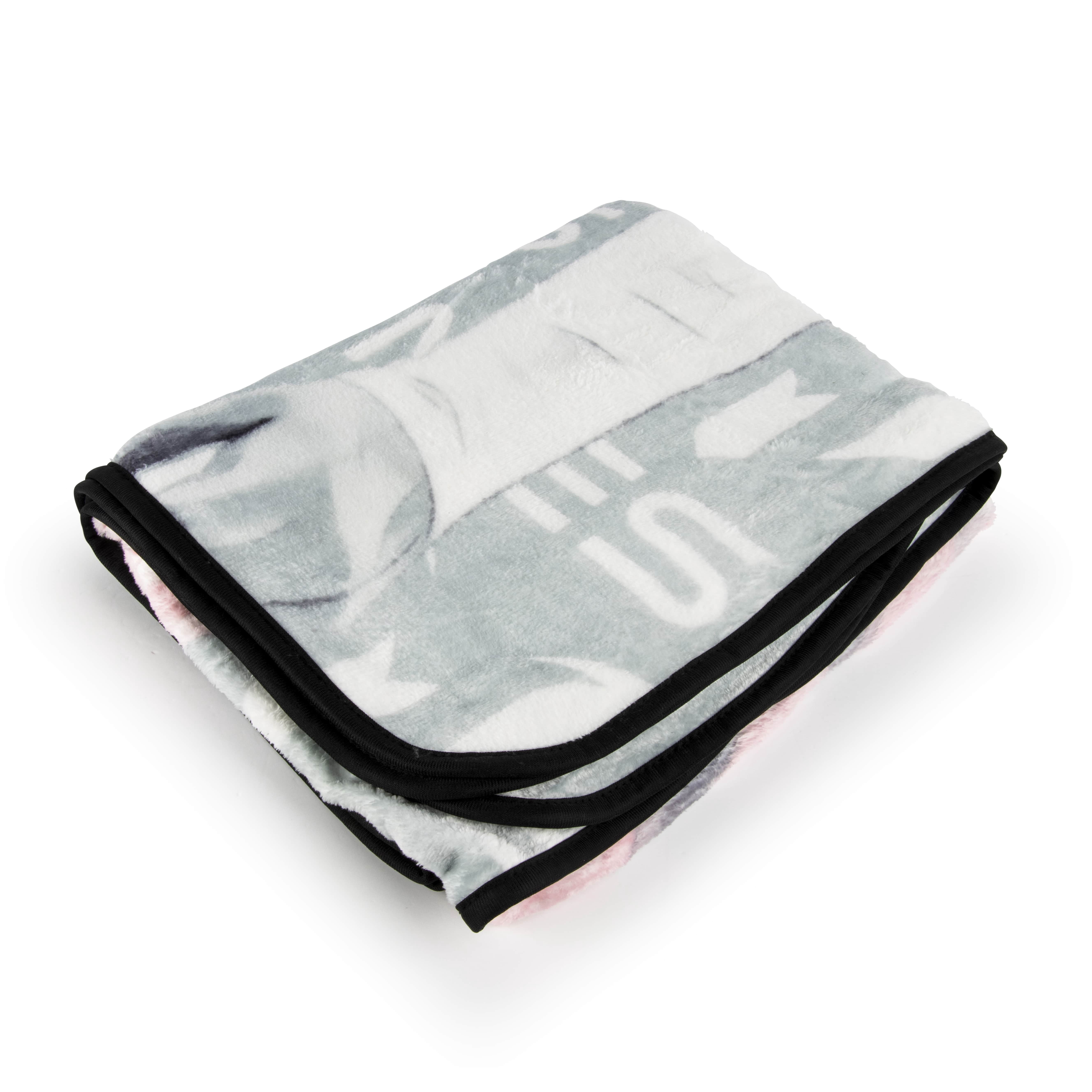 Messi 46" x 60" Silk Touch Throw, Polyester, Gray & Pink, Messi