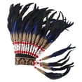 thumbnail image 4 of Tocado de plumas de jefe nativo americano para fiesta temática de baile o espectáculo Azul oscuro, 4 of 9