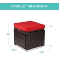 thumbnail image 3 of JJUN Set of 2 Wicker Ottomans, Multipurpose Outdoor Furniture for Patio, Backyard, Additional Seating, Footrest, Side Table w/Storage, Removable Cushions - Red/Brown, 3 of 8