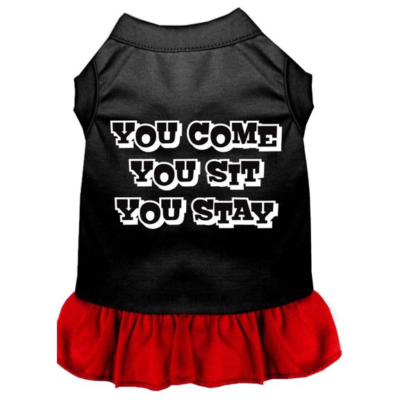 Pet Dog Cat Dress Screen Printed, "You Come, You Sit, You Stay"