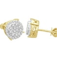 thumbnail image 2 of 10K YELLOW GOLD 1.15 CARAT MENS/WOMENS 10 mm 100% GENUINE DIAMONDS EARRING STUDS, 2 of 5