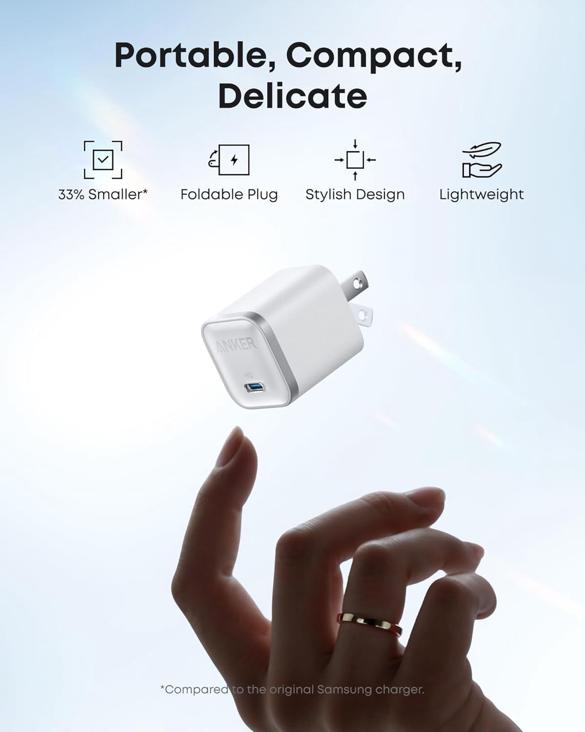 Anker Nano Charger, 45W Fast Charging, Compact and Foldable Plug USB C Charger Block Compatible for iPhone 17 Series, MacBook, Pixel 9, iPad, Samsung Galaxy S25 Ultra Series (6 ft Cable Included)