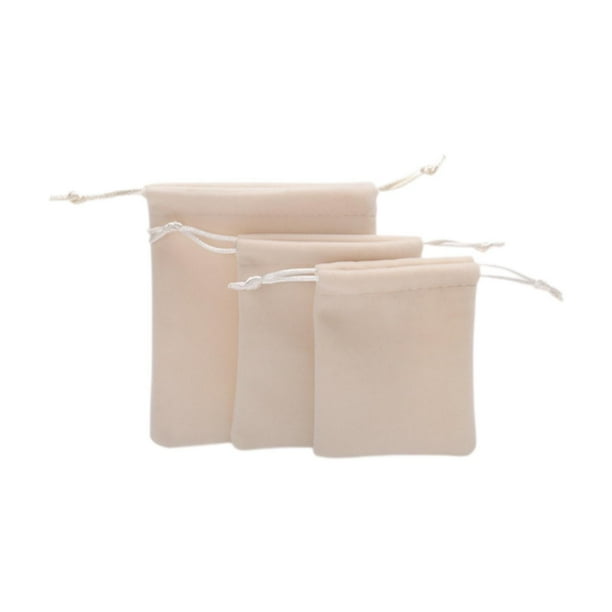3x bolsas de almacenamiento de bolsas de joyería, bolsa de embalaje reutilizable, bolsas de maquillaje cosmética livianas favor beige