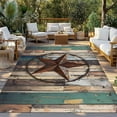 thumbnail image 3 of Fsddascl Western Texas Stars Outdoor Rug for Patio/Deck/Porch, Non-Slip Large Area Rug 6 x 9 Ft, Teal Brwon Vintage Wooden Plank Indoor Outdoor Rugs Washable Area Rugs, Reversible Camping Rug Carpet, 3 of 5