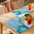 thumbnail image 4 of Teal Marble Placemats Set of 12 Modern Ink Painting Luxury Modern Art Place Mats Indoor Wipeable Table Mats Washable Cloth Dining Table Placemats for Kitchen Holiday Party Home Decor 13x19 Inch, 4 of 9