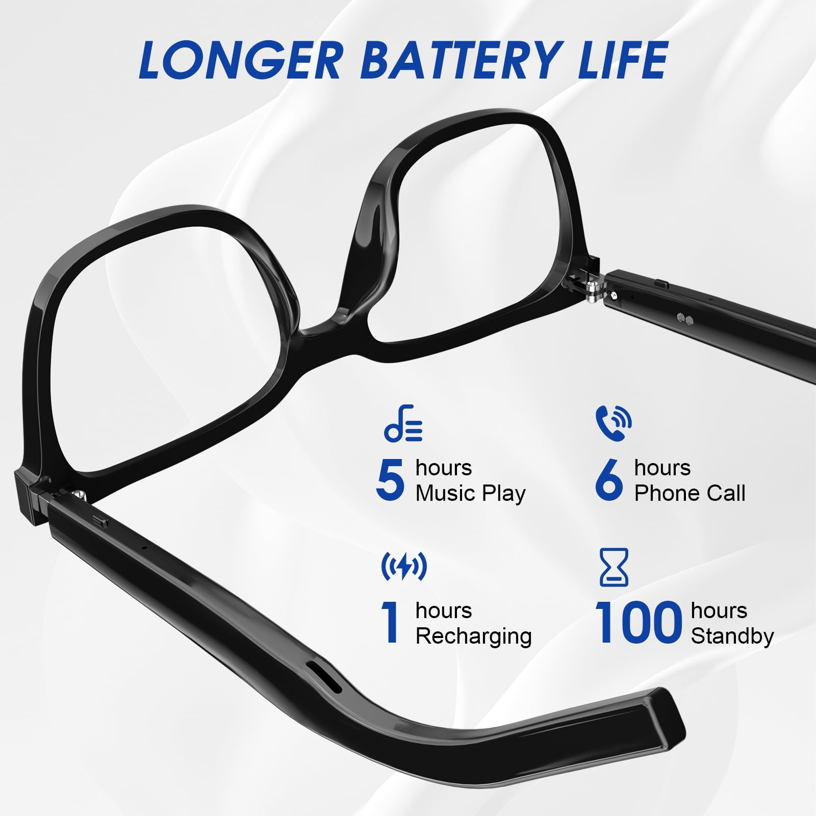 Ai Smart Glasses for Men&Women-Bluetooth Music Sunglasses-Anti-Blue Light Audio Eyewear with Music Play/Hands-Free Calling,Multifunctional Headphones Glasses  for Working&Driving