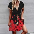 thumbnail image 1 of Robes pour Femmes 2024 Été Oversize Décontracté avec Poches Robe Imprimée Florale Col en V Mini Robes 50 % de Réduction Liquidation!, 1 of 9