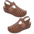 thumbnail image 2 of HEVIRGO Women Shoes Summer Retro Hook Loop Closure Non-slip Hollow Beach Wedge Sandals, 2 of 10