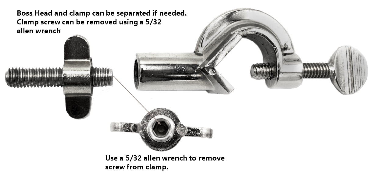 4 Prong, Vinyl Coated Clamp on Swivel Bosshead - 4.1" Max Clamp Opening, Bosshead fits up to 18mm Rods - Powder Coated Zinc Alloy Clamp - Research, Industrial Laboratory Grade -  Eisco Labs