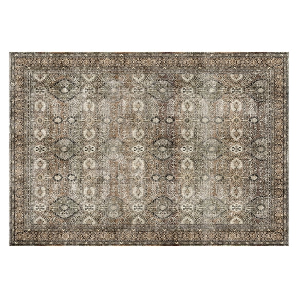 Tapis d’intérieur lavable Korhani Dona brun, 6 pi x 8 pi, conçu pour toutes les étapes de la vie
