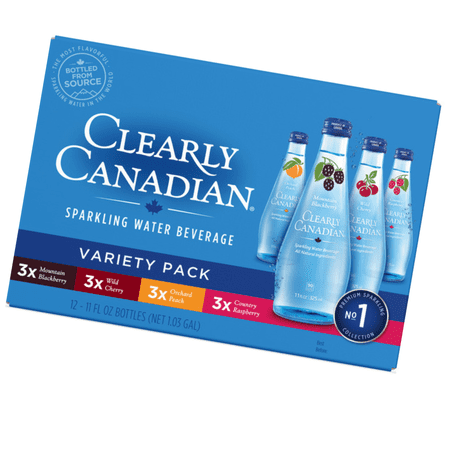 Clearly Canadian Sparkling Water Beverage Variety Pack 12 Pack 11 fl oz Glass Bottles Clearly Canadian Sparkling Water Beverage Variety Pack 12 Pack 11 fl oz Glass Bottles